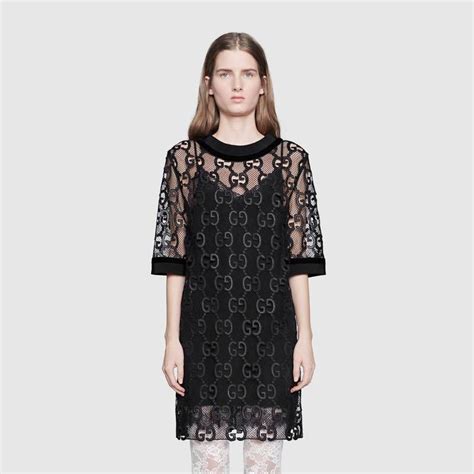 black gucci dress|gucci macrame lace trim dress.